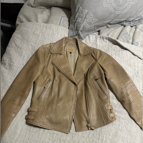 Massimo dutti camel colored leather jacket - Picture 1 of 3